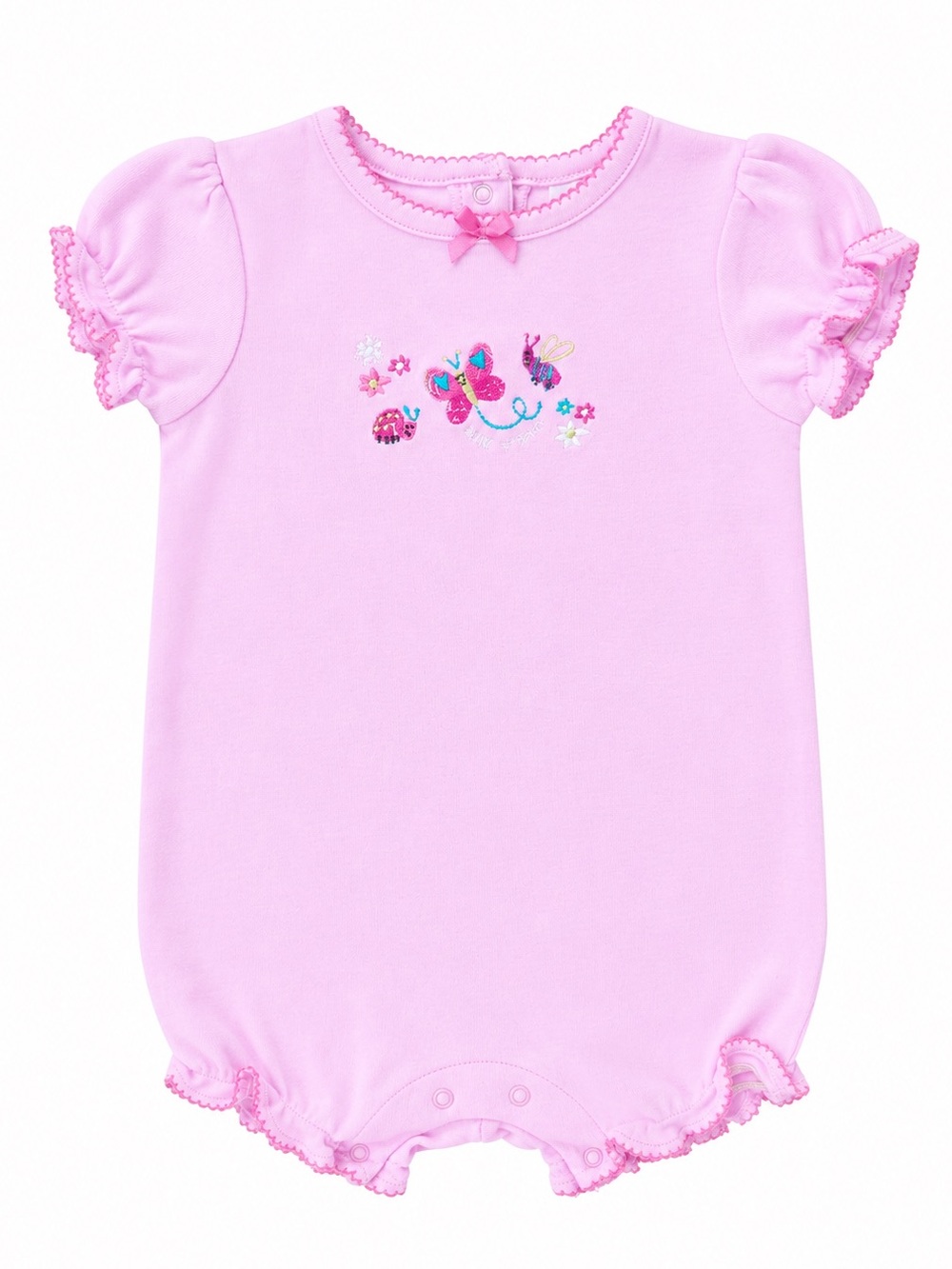 TKS Pink Embroidered Puff Sleeve Bubble Romper